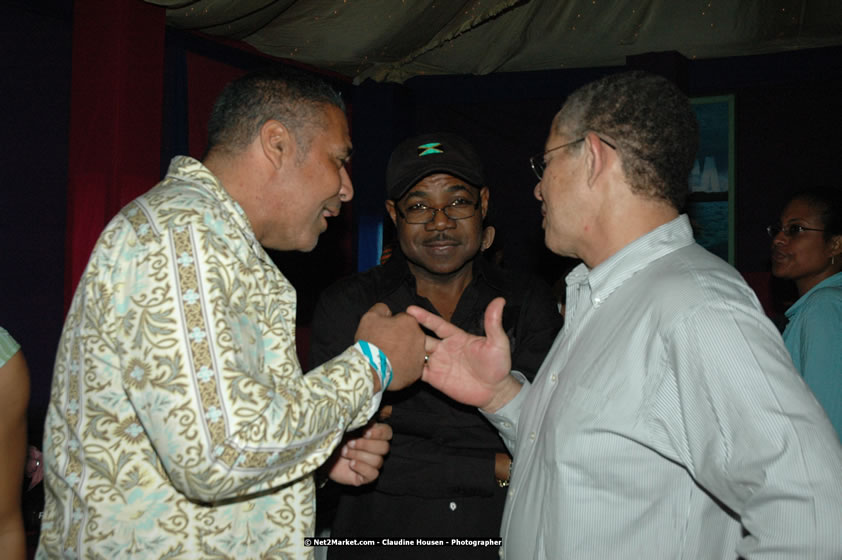 The Hon. Orette Bruce Goldwin, M.P., Prime Minister of Jamaica, Minister of Tourism, Hon. Edmund Bartlett, and Director of Tourism, Basil Smith at the Air Jamaica Jazz and Blues Festival 2008 The Art of Music - Thrusday, January 24, 2008 - Air Jamaica Jazz & Blues 2008 The Art of Music venue at the Aqaueduct on Rose Hall Resort & Counrty Club, Montego Bay, St. James, Jamaica W.I. - Thursday, January 24 - Saturday, January 26, 2008 - Photographs by Net2Market.com - Claudine Housen & Barry J. Hough Sr, Photographers - Negril Travel Guide, Negril Jamaica WI - http://www.negriltravelguide.com - info@negriltravelguide.com...!