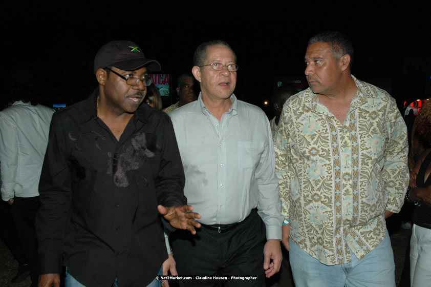 The Hon. Orette Bruce Goldwin, M.P., Prime Minister of Jamaica, Minister of Tourism, Hon. Edmund Bartlett, and Director of Tourism, Basil Smith at the Air Jamaica Jazz and Blues Festival 2008 The Art of Music - Thrusday, January 24, 2008 - Air Jamaica Jazz & Blues 2008 The Art of Music venue at the Aqaueduct on Rose Hall Resort & Counrty Club, Montego Bay, St. James, Jamaica W.I. - Thursday, January 24 - Saturday, January 26, 2008 - Photographs by Net2Market.com - Claudine Housen & Barry J. Hough Sr, Photographers - Negril Travel Guide, Negril Jamaica WI - http://www.negriltravelguide.com - info@negriltravelguide.com...!