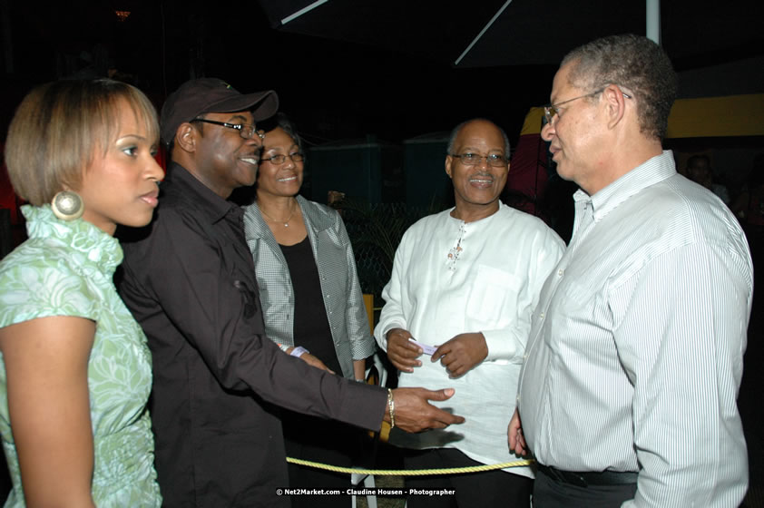 The Hon. Orette Bruce Goldwin, M.P., Prime Minister of Jamaica, Minister of Tourism, Hon. Edmund Bartlett, and Director of Tourism, Basil Smith at the Air Jamaica Jazz and Blues Festival 2008 The Art of Music - Thrusday, January 24, 2008 - Air Jamaica Jazz & Blues 2008 The Art of Music venue at the Aqaueduct on Rose Hall Resort & Counrty Club, Montego Bay, St. James, Jamaica W.I. - Thursday, January 24 - Saturday, January 26, 2008 - Photographs by Net2Market.com - Claudine Housen & Barry J. Hough Sr, Photographers - Negril Travel Guide, Negril Jamaica WI - http://www.negriltravelguide.com - info@negriltravelguide.com...!