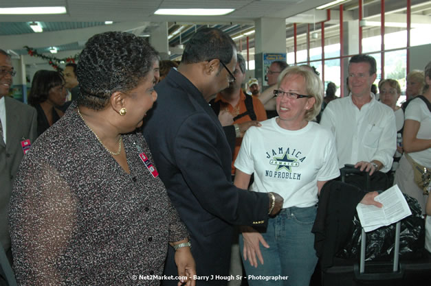 Minister of Tourism, Hon. Edmund Bartlett - Director of Tourism, Basil Smith, and Mayor of Montego Bay, Councilor Charles Sinclair Launch of Winter Tourism Season at Sangster International Airport, Saturday, December 15, 2007 - Sangster International Airport - MBJ Airports Limited, Montego Bay, Jamaica W.I. - Photographs by Net2Market.com - Barry J. Hough Sr, Photographer - Negril Travel Guide, Negril Jamaica WI - http://www.negriltravelguide.com - info@negriltravelguide.com...!