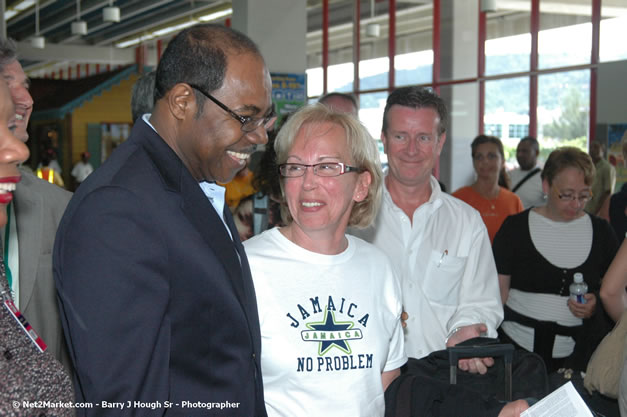 Minister of Tourism, Hon. Edmund Bartlett - Director of Tourism, Basil Smith, and Mayor of Montego Bay, Councilor Charles Sinclair Launch of Winter Tourism Season at Sangster International Airport, Saturday, December 15, 2007 - Sangster International Airport - MBJ Airports Limited, Montego Bay, Jamaica W.I. - Photographs by Net2Market.com - Barry J. Hough Sr, Photographer - Negril Travel Guide, Negril Jamaica WI - http://www.negriltravelguide.com - info@negriltravelguide.com...!