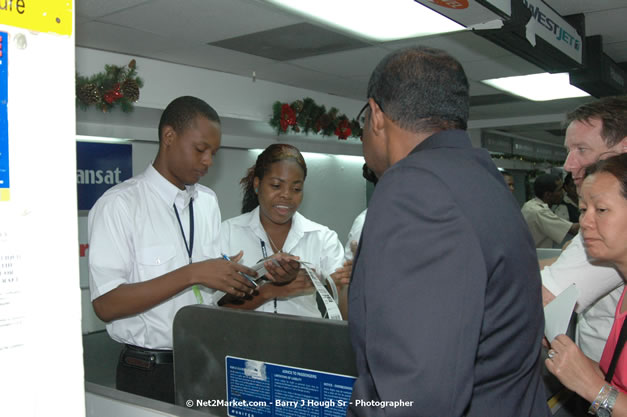 Minister of Tourism, Hon. Edmund Bartlett - Director of Tourism, Basil Smith, and Mayor of Montego Bay, Councilor Charles Sinclair Launch of Winter Tourism Season at Sangster International Airport, Saturday, December 15, 2007 - Sangster International Airport - MBJ Airports Limited, Montego Bay, Jamaica W.I. - Photographs by Net2Market.com - Barry J. Hough Sr, Photographer - Negril Travel Guide, Negril Jamaica WI - http://www.negriltravelguide.com - info@negriltravelguide.com...!