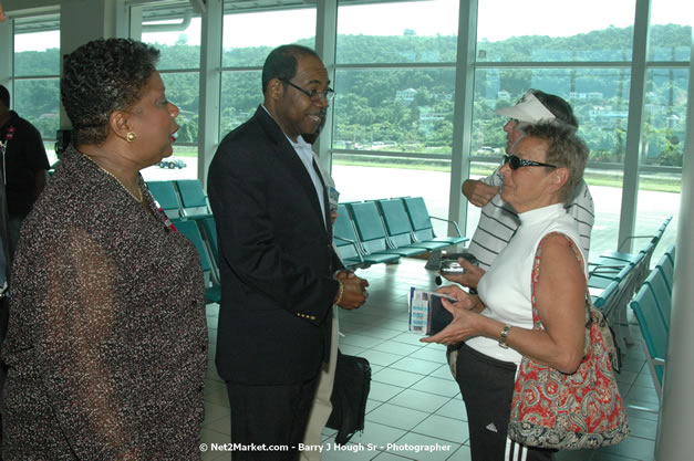 Minister of Tourism, Hon. Edmund Bartlett - Director of Tourism, Basil Smith, and Mayor of Montego Bay, Councillor Charles Sinclair Launch of Winter Tourism Season at Sangster International Airport, Saturday, December 15, 2007 - Sangster International Airport - MBJ Airports Limited, Montego Bay, Jamaica W.I. - Photographs by Net2Market.com - Barry J. Hough Sr, Photographer - Negril Travel Guide, Negril Jamaica WI - http://www.negriltravelguide.com - info@negriltravelguide.com...!