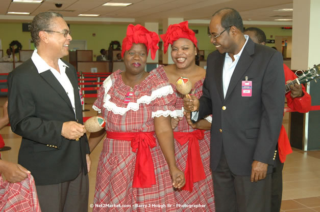 Minister of Tourism, Hon. Edmund Bartlett - Director of Tourism, Basil Smith, and Mayor of Montego Bay, Councillor Charles Sinclair Launch of Winter Tourism Season at Sangster International Airport, Saturday, December 15, 2007 - Sangster International Airport - MBJ Airports Limited, Montego Bay, Jamaica W.I. - Photographs by Net2Market.com - Barry J. Hough Sr, Photographer - Negril Travel Guide, Negril Jamaica WI - http://www.negriltravelguide.com - info@negriltravelguide.com...!