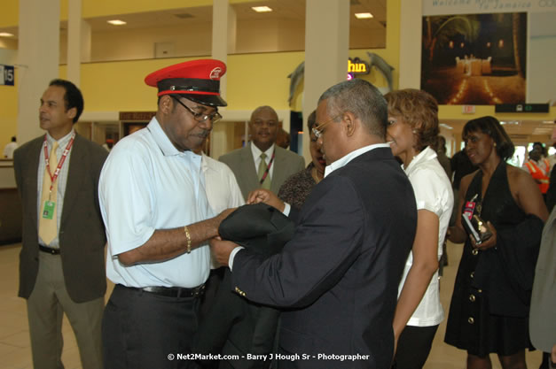 Minister of Tourism, Hon. Edmund Bartlett - Director of Tourism, Basil Smith, and Mayor of Montego Bay, Councillor Charles Sinclair Launch of Winter Tourism Season at Sangster International Airport, Saturday, December 15, 2007 - Sangster International Airport - MBJ Airports Limited, Montego Bay, Jamaica W.I. - Photographs by Net2Market.com - Barry J. Hough Sr, Photographer - Negril Travel Guide, Negril Jamaica WI - http://www.negriltravelguide.com - info@negriltravelguide.com...!