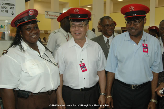 Minister of Tourism, Hon. Edmund Bartlett - Director of Tourism, Basil Smith, and Mayor of Montego Bay, Councillor Charles Sinclair Launch of Winter Tourism Season at Sangster International Airport, Saturday, December 15, 2007 - Sangster International Airport - MBJ Airports Limited, Montego Bay, Jamaica W.I. - Photographs by Net2Market.com - Barry J. Hough Sr, Photographer - Negril Travel Guide, Negril Jamaica WI - http://www.negriltravelguide.com - info@negriltravelguide.com...!