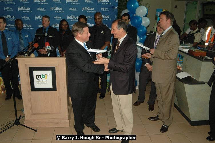 JetBue Airways' Inaugural Air Service between Sangster International Airport, Montego Bay and John F. Kennedy Airport, New York at MBJ Airports Sangster International Airport, Montego Bay, St. James, Jamaica - Thursday, May 21, 2009 - Photographs by Net2Market.com - Barry J. Hough Sr, Photographer/Photojournalist - Negril Travel Guide, Negril Jamaica WI - http://www.negriltravelguide.com - info@negriltravelguide.com...!