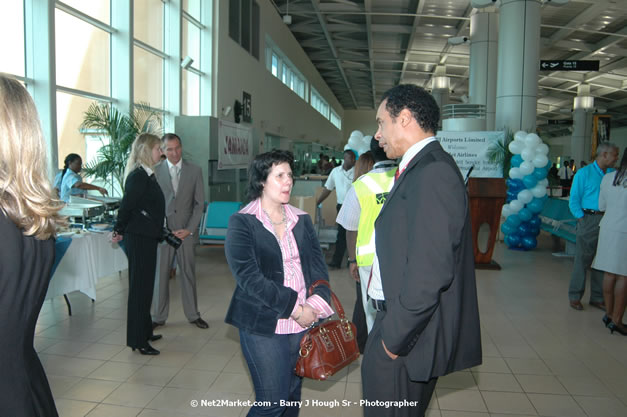 MBJ Airports Limited Welcomes WestJet Airlines - Inaugural Scheduled Service From Toronto Pearsons International Airport - Monday, December 10, 2007 - Sangster International Airport - MBJ Airports Limited, Montego Bay, Jamaica W.I. - Photographs by Net2Market.com - Barry J. Hough Sr, Photographer - Negril Travel Guide, Negril Jamaica WI - http://www.negriltravelguide.com - info@negriltravelguide.com...!