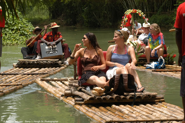 Rafting on the Martha Brae - Virgin Atlantic Inaugural Flight To Montego Bay, Jamaica Photos - Sir Richard Bronson, President & Family, and 450 Passengers - Rafting on the Martha Brae - Tuesday, July 4, 2006 - Negril Travel Guide, Negril Jamaica WI - http://www.negriltravelguide.com - info@negriltravelguide.com...!